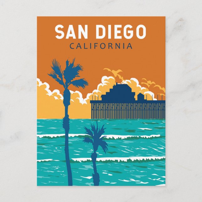Carte Postale San Diego California Travel Art Vintage (Devant)