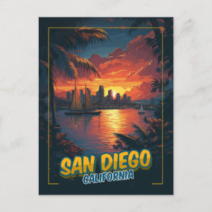 Carte Postale San Diego, Californie - Style Vintage