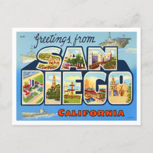 Carte postale San Diego, Californie Vintage Big Le