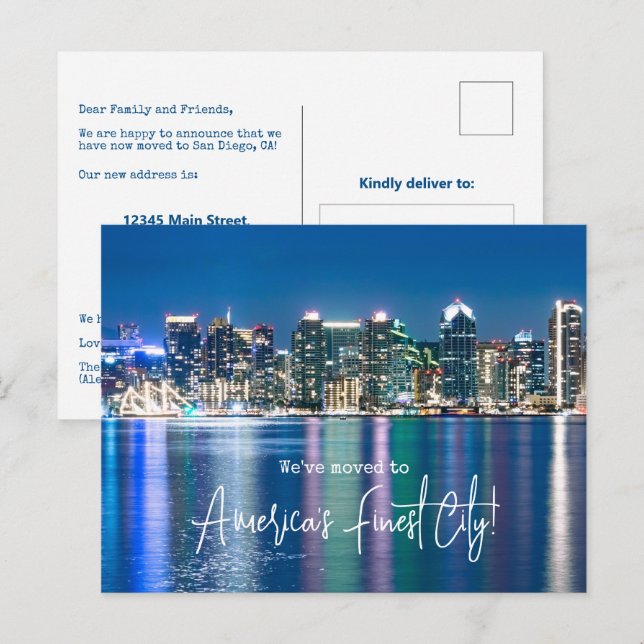 Carte Postale San Diego Nous Avons Déménagé Faire-part De Déména (Devant / Derrière)