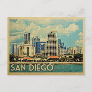 Carte postale San Diego Skyline Californie Vintage