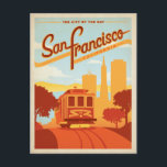 Carte Postale San Francisco, CA - La ville près de la baie<br><div class="desc">Anderson Design Group est une société d'illustration et de conception de pointe située à Nashville,  au Tennessee. Founder Joel Anderson Directives Team of talented artists to create original poster art that looks like classic vintage publicité prints from the 1920s to the 1960s.</div>