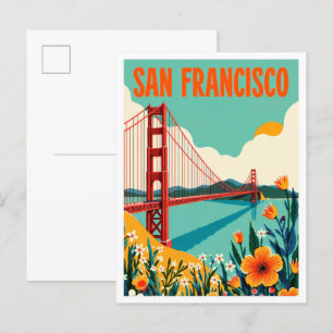 Carte Postale San Francisco California Art Illustration Voyage