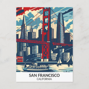 Carte Postale San Francisco California Retro Artwork Travel