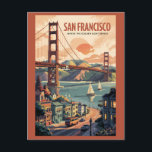Carte Postale San Francisco California Skyline Travel Art Retro<br><div class="desc">Conception de déplacement vectoriel rétro de San Francisco. Depuis l'île d'Alcatraz jusqu'à Fisherman's Wharf et Chinatown,  San Francisco offre un mélange parfait d'histoire,  de paysages et de culture.</div>