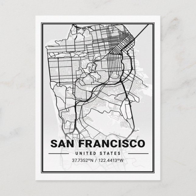 Carte Postale San Francisco California USA Travel City Map (Devant)