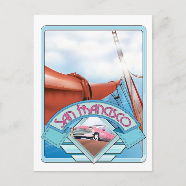 Carte Postale San Francisco, États-Unis, affiche de voyage (Devant)