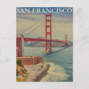 Carte Postale San Francisco Golden Gate Bridge Retro Vintage