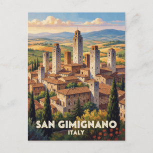 Carte Postale San Gimignano Italie Tours Scène de Voyage 🏰