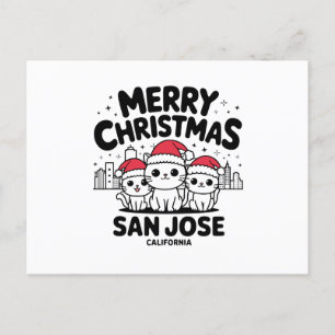 Carte Postale San Jose City California Joyeux Noël Cats USA