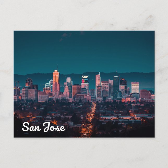 Carte Postale San Jose Skyline Night View (Devant)