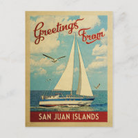 San Juan Islands Sailboat Vintage Travel WA