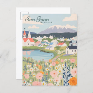 Carte Postale San Juan Porto Rico Gouache Illustration Voyage