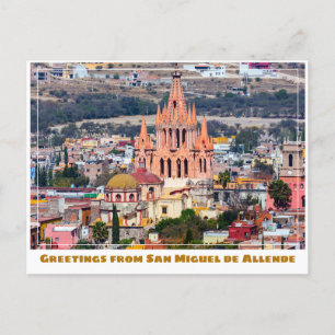 Carte Postale San Miguel de Allende Bâtiment coloré et église
