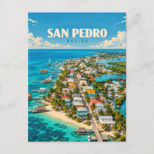 Carte Postale San Pedro Belize Art de voyage vintage