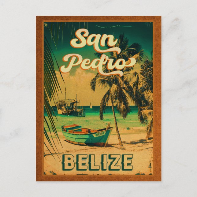 Carte Postale San Pedro Belize Palmiers Vintages Souvenirs (Devant)