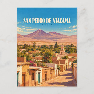 Carte Postale San Pedro de Atacama Chili Art de Voyage Rétro