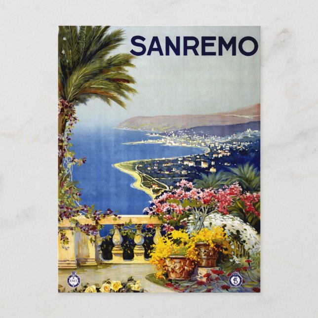 Carte Postale San Remo Italien Méditerranéen Poster de Voyage 19 (Devant)