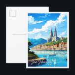 Carte Postale San Sebastian Espagne illustration de voyage vinta<br><div class="desc">San Sebastian Espagne vintage lieu de voyage illustration</div>