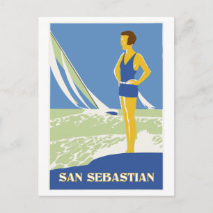 Carte Postale San Sebastian, voyage d'art de vecteur rétro
