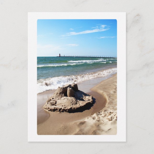 Carte Postale Sandcastle Le Long Du Lac Michigan (Devant)
