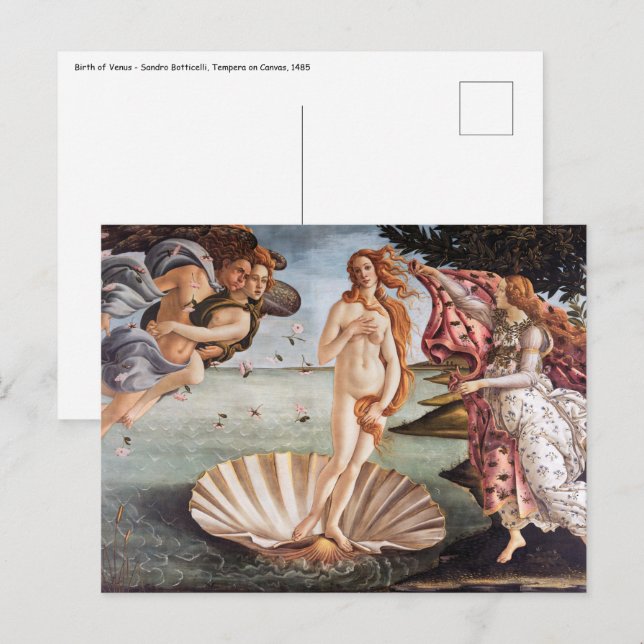 Carte Postale Sandro Botticelli - Naissance de Vénus (Devant / Derrière)