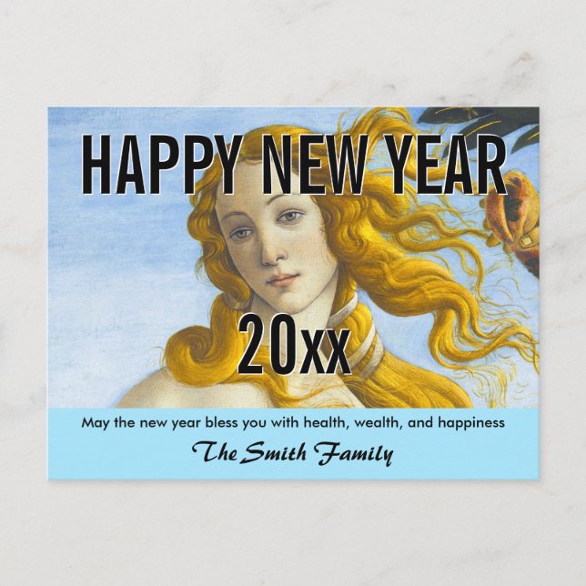Carte Postale Sandro Botticelli - Naissance de Vénus Bonne année (Devant)