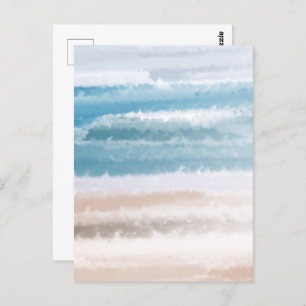 Carte Postale Sandy Beach Ocean Waves Aquarelle Abstraite