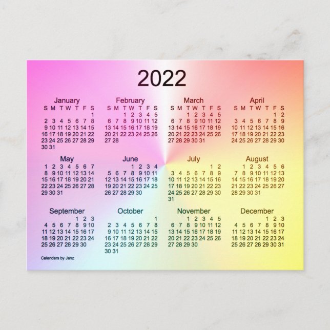 Carte Postale Sangria Shimmer Mini Calendrier 2022 par Janz (Devant)