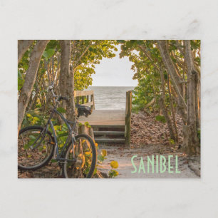 Carte Postale Sanibel Florida Beach Entrée avec Vélo