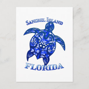 Carte Postale Sanibel Florida Vacances Tortue Tribale