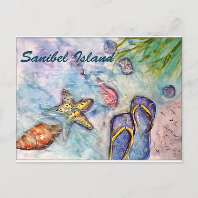 Carte Postale Sanibel Island Watercolor Florida Art (Devant)