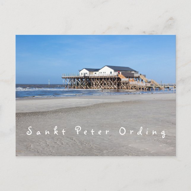 Carte Postale Sankt Peter Ording House sur pilotis photo avec te (Devant)