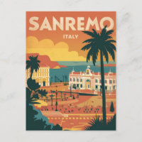 Sanremo, Italie, illustration de style rétro