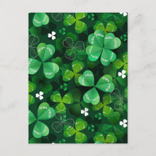 Carte Postale Sans couture avec trèfle vert
