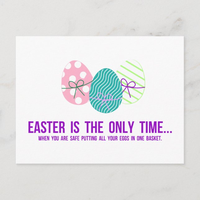 Carte Postale Sans danger pour mettre des oeufs dans un panier (Devant)