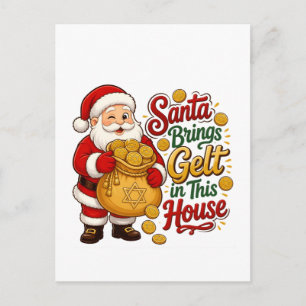 Carte Postale Santa apporte de l'argent dans cette maison Christ
