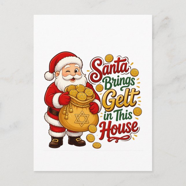 Carte Postale Santa apporte de l'argent dans cette maison Christ (Devant)