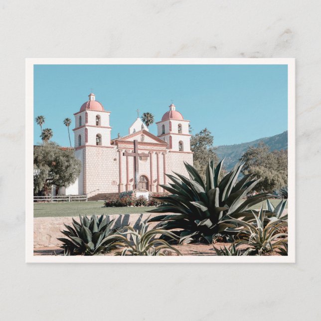 Carte Postale Santa Barbara Mission California Retro (Devant)