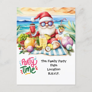 Carte Postale SANTA CLAUS à Hawaii Beach pour Noël