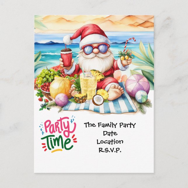 Carte Postale SANTA CLAUS à Hawaii Beach pour Noël (Devant)