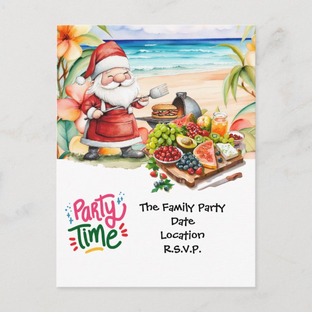 Carte Postale SANTA CLAUS à Hawaii Beach pour Noël (Devant)