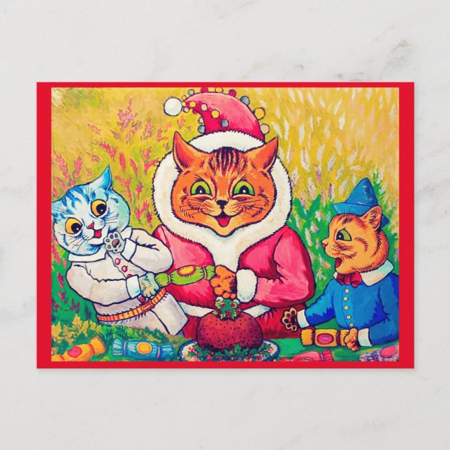 Carte Postale Santa Claus Chat, Louis Wain (Devant)