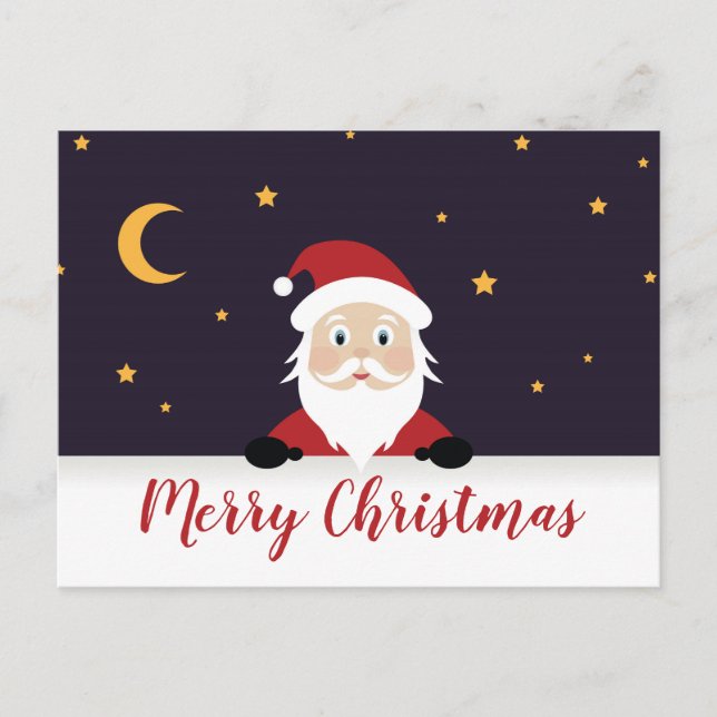 Carte Postale Santa Claus disant Merry Xmas nuit (Devant)