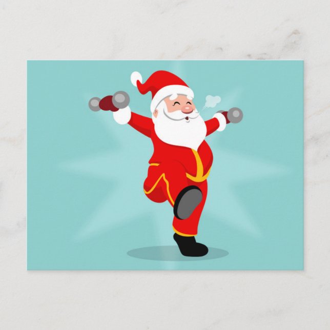 Carte Postale Santa Claus doing fitness exercises (Devant)