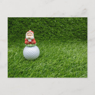 Carte Postale Santa Claus est assis sur la balle de golf Greetin