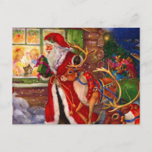 Carte Postale Santa claus et rudolph