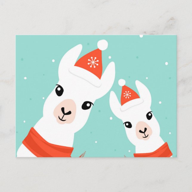 Carte Postale Santa Claus Llamas (Devant)