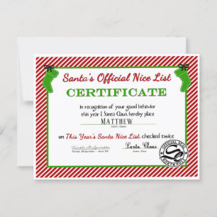 Carte Postale Santa Claus Nice Liste Certificat Personnalisé