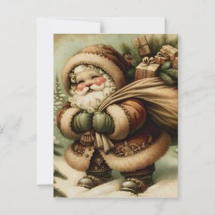 Carte Postale Santa Claus rétro avec cadeaux